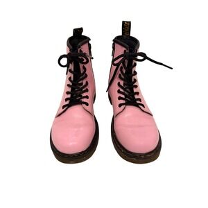 Dr Martens Pink Patent Leather Combat Boots Kids‎ Size 4 US 36 EU Side Zip